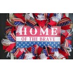 SALE & FAST SHIP XL Summer Military Family Patriotic Home of the Brave Deco Mesh Front Door Wreath Home Decor Summer Birthday Party Decor Indoor Outdoor Decoration RWB