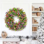 Spring Wreaths for Front Door Colorful Spring Summer Wreath,Farmhouse Decor for The Home Clearance for Spring and Summer Home Porch Door Wall Decoration（20inch）