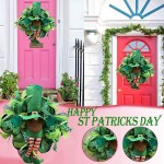 St. Patricks Day Gnomes Wreath Irish Day Gnome Wreaths for Front Door Outside Saint Patricks Day Wall Decorations Gnome Wreath Hanger St Patricks Garland Outdoor Indoor Home Decor
