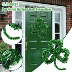 St. Patricks Day Wreath for Front Door Green Shamrock Wreath Shining St. Patrick's Day Garland Artificial Wreath for Irish Day Saint Patrick's Day Decorations Window Wall Home Decor A