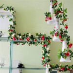Tianwen 2 Packs of Artificial Flower Wreath 230 cm Silk Climbing Rose Wedding Home Decor