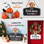 Veriss Interchangeable Welcome Sign for Front Door Home Wall Decor Porch Outdoor Seasonal Holiday Hanging Wreath Christmas Decoration Dog House with Hanger and 12 Cute Wooden Pieces for all Seasons
