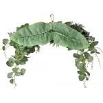White Rose Wedding Arch Swag Flower Wreath 23.6 Inch Artificial Floral Garland Decorative Swag with Green Leaves for Party Front Door Wall Home Decor