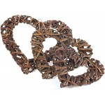 Wicker Heart Wreath for Valentine's Farmhouse Home Décor 3 Sizes Brown 3 Pack
