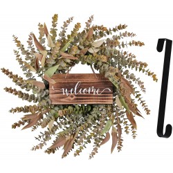 Wreath Welcome Sign for Front Door 26” Fall Decor for Home Eucalyptus with Hangers Artificial Plants Porch Decor Autumn Wall Outside Thanksgiving