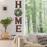 WXBOOM Home Sign Wall Decor with Artificial Eucalyptus Wreath Farmhouse Wall Decor Rustic Home Letters Decor for Living Room Entryway Housewarming