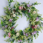 YLSZHY Daisy Wreath for Front Door 16 Inch Artificial Daisies Spring Summer Green Leaves Wreaths Beautiful Farmhouse Wreath for Wall Window Wedding Party Home Decor