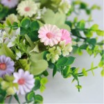 YLSZHY Daisy Wreath for Front Door 16 Inch Artificial Daisies Spring Summer Green Leaves Wreaths Beautiful Farmhouse Wreath for Wall Window Wedding Party Home Decor