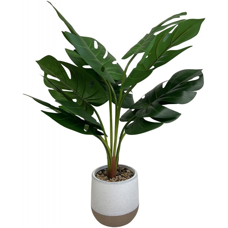 Artificial Monstera Deliciosa Plant 20 Fake Tropical Palm Tree Faux Split Philo Plants in Pot Indoor Outdoor Home Office Housewarming Gift by Naturally Home Accents