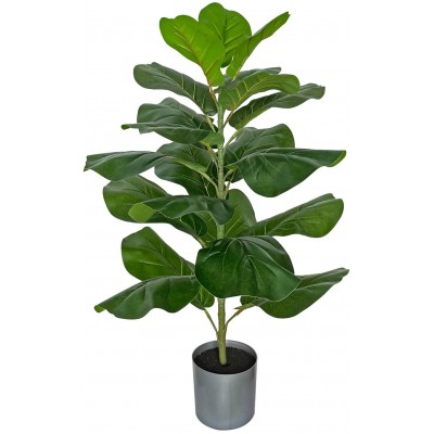 BESAMENATURE Artificial Fiddle Leaf Fig Tree Faux Ficus Lyrata for Home Office Decoration 30.5" Tall Ships in Silvery Gray Planter