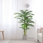 DR.Planzen Artificial Golden Cane Palm Tree 6 Feet Fake Plant for Home Decor Indoor Outdoor Faux Areca Palm Tree in Pot for Home Office Perfect Housewarming Gift