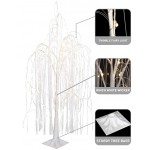 EAMBRITE 4FT 180LT LED White Willow Floor Standing Tree with Fairy Twinkling Lights Prelit White Tree for Home Holiday Wedding Party Garden Decor