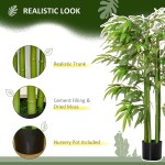 HOMCOM 4.5FT Artificial Bamboo Tree Faux Decorative Plant in Nursery Pot for Indoor or Outdoor Décor