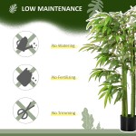HOMCOM 4.5FT Artificial Bamboo Tree Faux Decorative Plant in Nursery Pot for Indoor or Outdoor Décor