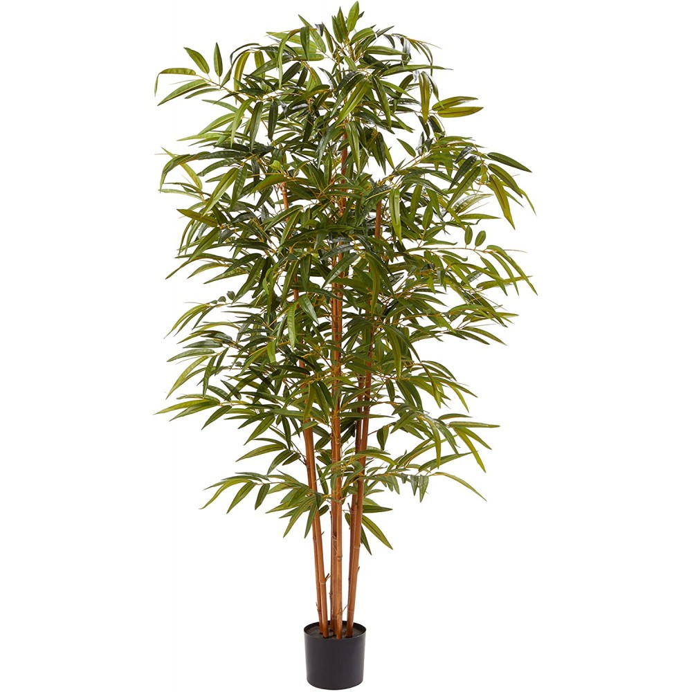 Home Pure Garden 6 Ft. Artificial Bamboo – Tall Faux Potted Indoor Floor Plant for Restaurant or Office Decor – Large and Lifelike Natural Trunk