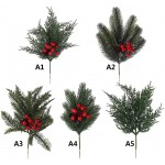 HYLYING 10 PCS Artificial Pine Branches Faux Cedar Sprigs with Pinecones Branch Fake Greenery Pine Picks for Christmas Holiday Winter Home Garden Decor A1