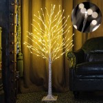 LAMPHOME Lighted Birch Tree 4 Feet 160L LED Christmas Decorations Lighted Tree for Home Party Festival and Outdoor Use UL Listed Warm White 4 FT 160 LED