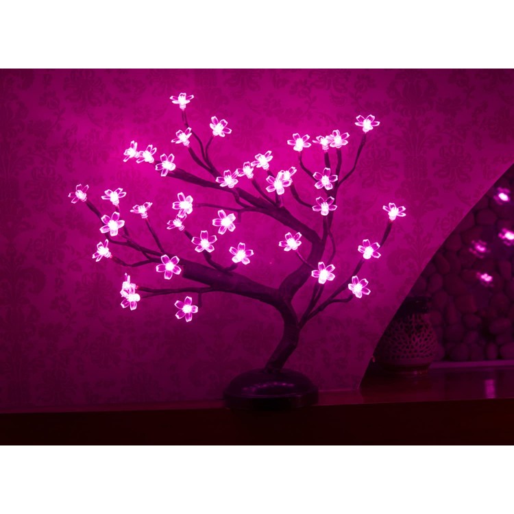 Lightshare 16Inch 36LED Cherry Blossom Bonsai Light Pink Light Battery Powered and Plug-in Adapter Included Built-in Timer Décor for Home,Festival,Party,Christmas,Night Light