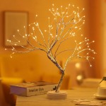 Lxcom Lighting LED Branch Lights 108 LEDs New Silver Copper Wire Tree Branches LED Bonsai Table Tree Lighted USB Battery Operated with Touch Switch Decorative Desk Lamp for Home Decor Warm White