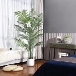 MOSADE Artificial Areca Palm Tree 6 Feet Fake Tropical Palm Plant and Handmade Seagrass Basket+Artificial Flowers Perfect Tall Faux Dypsis Lutescens Plants for Indoor Decor Home Office Porch-2Pack