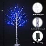 Outdoor Colorful Lighted Birch Tree for Christmas Decoration 5FT Color Changing Light Up LED White Tree Pink Multicolor Green Artificial Birch Branch with Remote for Home Holiday Wedding Party Decor