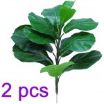 RESOYE Artificial Fiddle Leaf Fig Tree Twig Stem 2 Pack 20.9 Inch Faux Greenery Plants Branches Fake Green Leaves Bouquet for Wedding Party Indoor Outdoor Yard Office Home Decor