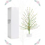 Tabletop Tree Vlorart 19Inch LED LightedTrees for Decoration Inside with White Pink Yellow and Green 4 Colors of Stone high Beads Artificial Branch Tree for Home Party Festival Wedding Decor