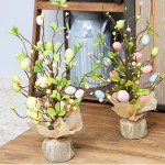 Tonsee Easter Decorations LED Lighted Easter Decorative Faux Decorative Light Trees Holiday Party Supplies Home Decor