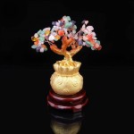 ULTNICE Crystal Tree Decor Natural Crystal Money Tree Ornament with Base for Good Luck Wealth& Prosperity- Home Office Decor Spiritual Gift 1pc S Size Colorful Crystal