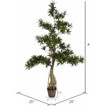 Vickerman Everyday Artificial Podocarpus Tree 4 Foot Tall Green Indoor Potted Tree Faux Decor For Home Or Office Greenery
