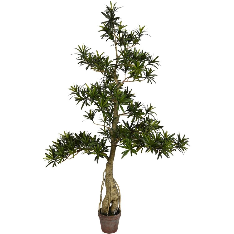Vickerman Everyday Artificial Podocarpus Tree 4 Foot Tall Green Indoor Potted Tree Faux Decor For Home Or Office Greenery