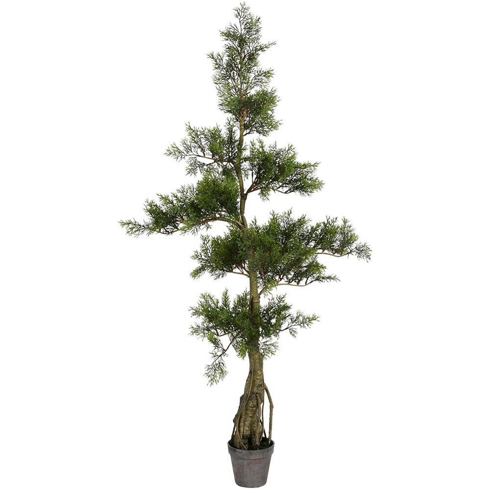Vickerman Everyday Artificial Potted Cedar Tree 4ft Tall Natural Green Cedar Decor- Indoor Home Office Faux Christmas Or All Season Decoration