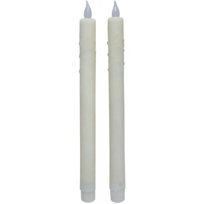 11 in. H Bisque Battery Operated Drip Taper Candle 2-Piece