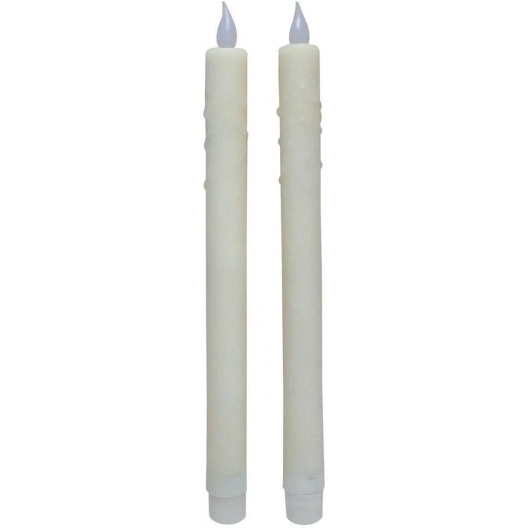 11 in. H Bisque Battery Operated Drip Taper Candle 2-Piece
