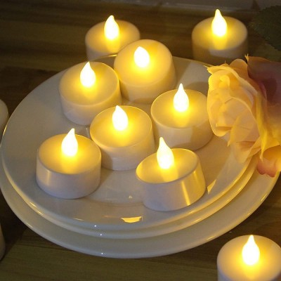 24 Pack Flameless LED Tea Light Candles Realistic Flickering Tealights Battery-Powered Candles Lights Holiday Gift for Wedding Party Home Valentines Decoration