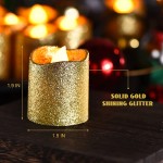 24 Pieces Flameless Votive Candles Glitter LED Tea Light Candles Battery Operated Candle Fake Candle for Wedding Centerpiece Table Party Decorations Gold