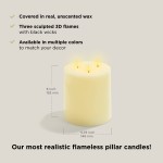 3 Wick Flameless Candle 6x6 Large Pillar Candle Realistic 3D Flickering Flames with Wicks Battery Operated Ivory Real Wax Spring Home Decor Remote Control with Timer Included