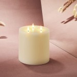 3 Wick Flameless Candle 6x6 Large Pillar Candle Realistic 3D Flickering Flames with Wicks Battery Operated Ivory Real Wax Spring Home Decor Remote Control with Timer Included