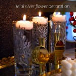50 Pieces Floating Candles Centerpiece Vases Faux Flowers for Floating Candles Floating Flowers Vase Fillers Filling in Glass Cylinder for Wedding Table Party Decoration Home Dinning Sliver