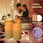 5x 3 Gold Glass Flameless Candles with Remote Control and Timer,Sweetime Battery Operated Pillar Candles with Moving Wick,Dancing Flame Led Flickering Candles for Wedding Party Home Décor 2 Pcs
