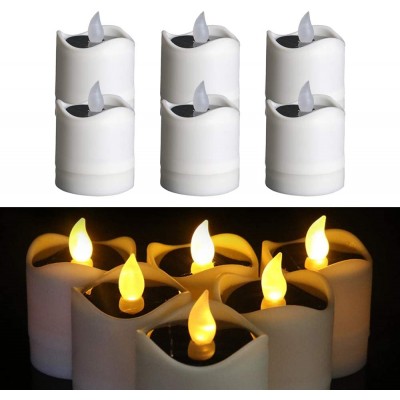 6PCS Solar Candles Light TINYOUTH Solar LED Candles Flameless Candles Flickering Waterproof Candle Lights for Outdoor Wedding Christmas Halloween Party Decor Flicker Warm White Light