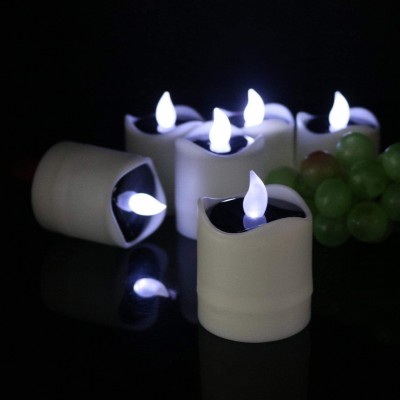 6PCS Solar Candles Light TINYOUTH Solar LED Candles Flameless Candles Flickering Waterproof Candle Lights for Outdoor Wedding Christmas Halloween Party Decor Flicker Cool White Light