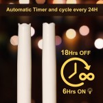 9 Electric Led Taper Candles with Timer Battery Operated Real Wax Candle for Home and Parties White Pack of 2