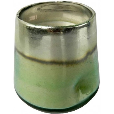 A&B Home Metallic Accent Glass Scented Soy Wa x Candle Rose and Cedar Scent Green Silver Finish