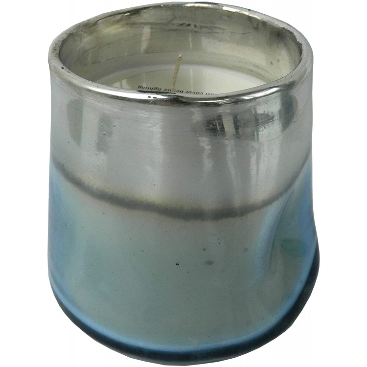 A&B Home Metallic Accent Glass Scented Soy Wax Candle Earl Grey Scent Blue Silver Finish