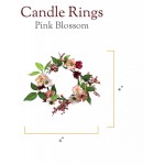A Cheerful Giver Small Wreath Candle Ring Pink Blossom Artificial Floral Decor for Candles Centerpieces & Home Accents