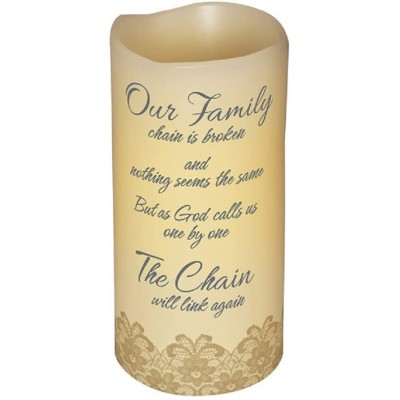 Abiding Light Scented Flameless Candle Bereavement Memory "Our Family Chain" 6"H 3"Diameter