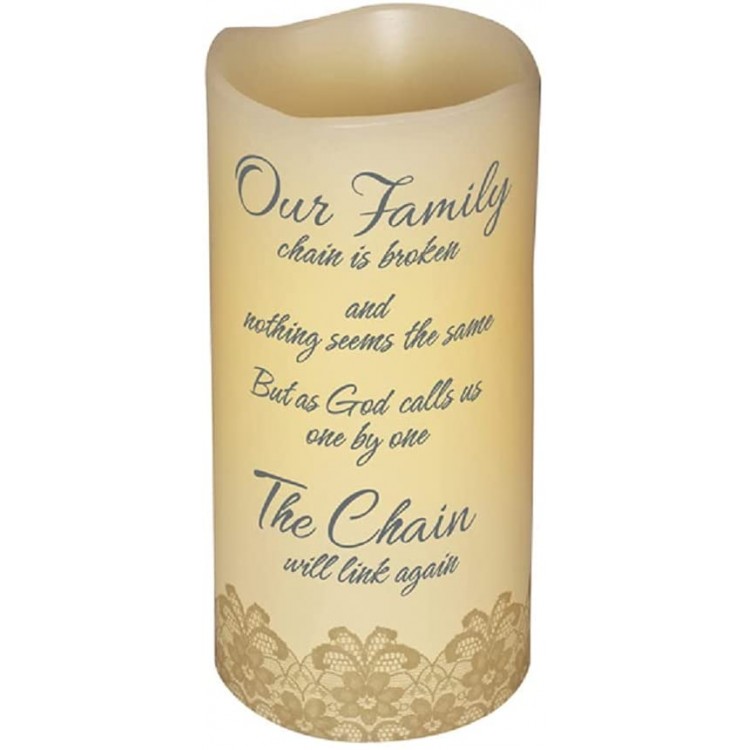 Abiding Light Scented Flameless Candle Bereavement Memory Our Family Chain 6H 3Diameter