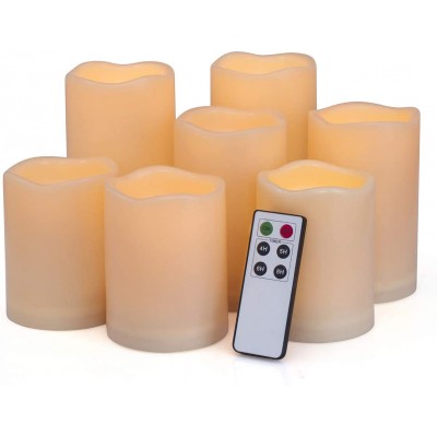 Aignis Flameless Candles Outdoor Indoor Battery Operated Candles with Remote & 4 5 6 8H Timers Waterproof Remote Control LED Candles 7pcs for Home Decor D 3" x H 4" 5" 6"