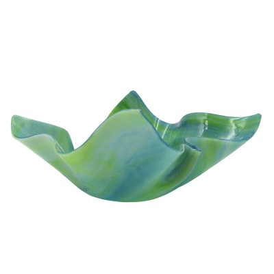 Aqua Lime Green Pearl Opal Dish | Real Handcrafted Glass | Made to be used with our Vases Candles or as a Decorative Dish or Room Accent